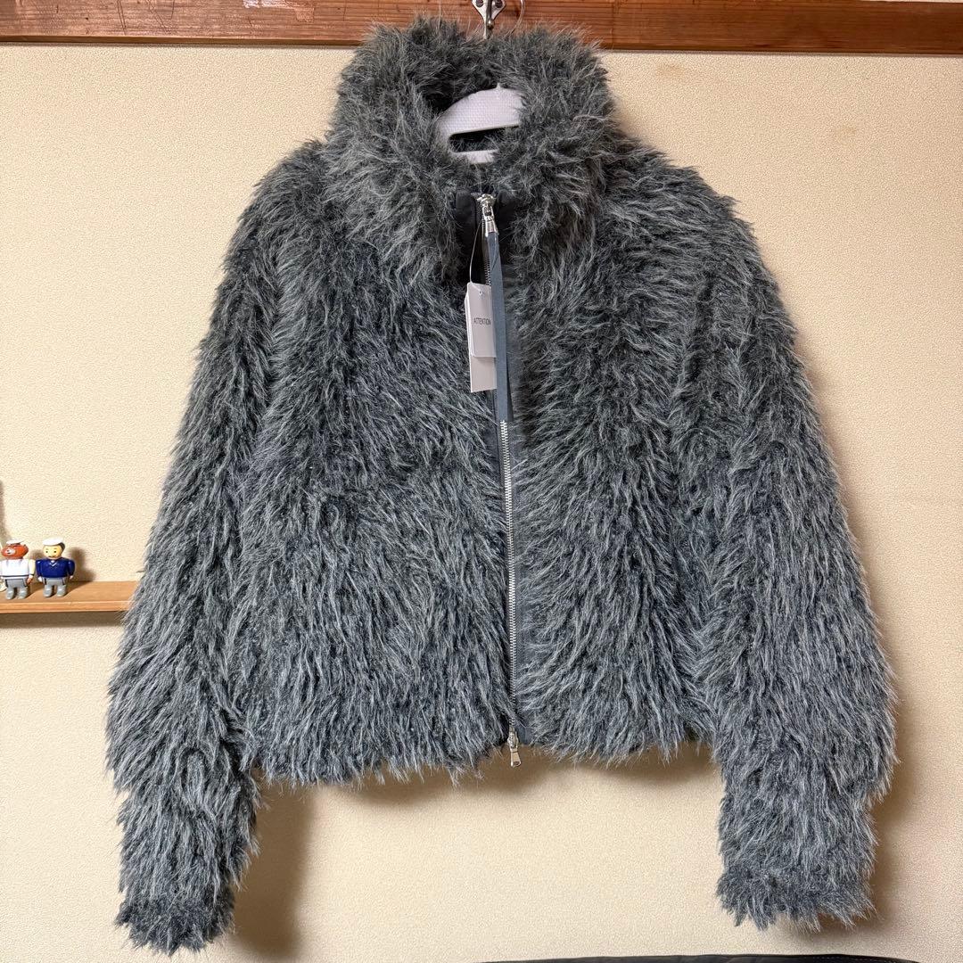 ESICA ミックスシープファースタンドブルゾン　チャコール