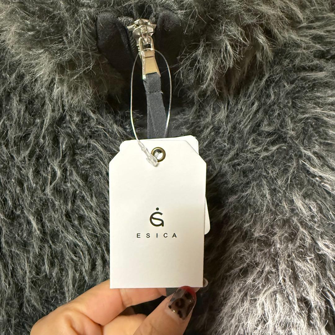 ESICA ミックスシープファースタンドブルゾン　チャコール