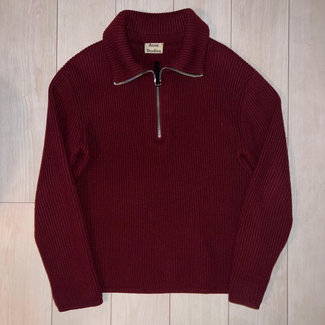 Acne Studios バーガンディ ジップアップニット サイズS