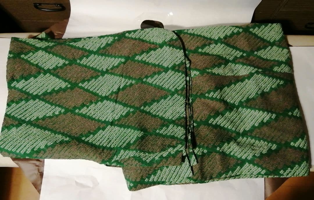 有松鳴海　絞り　浴衣　鹿の子　グリーン　緑