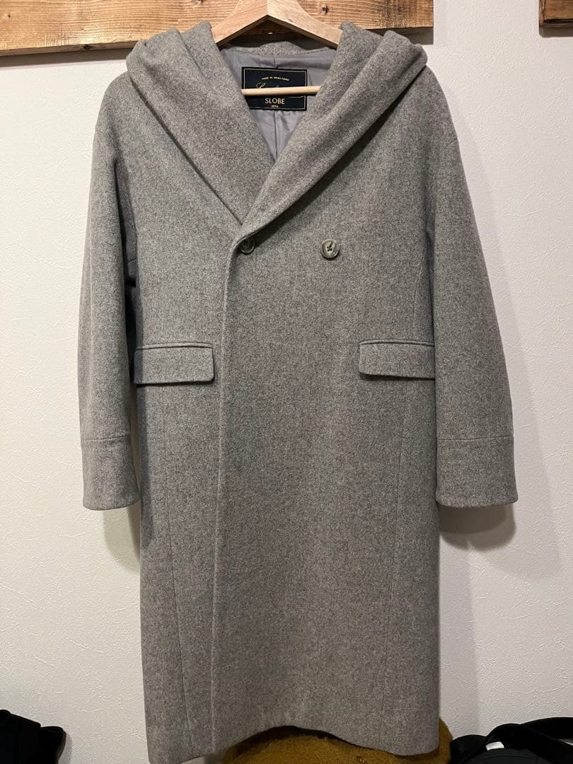 SLOBE IENA フード付きウールコート グレー