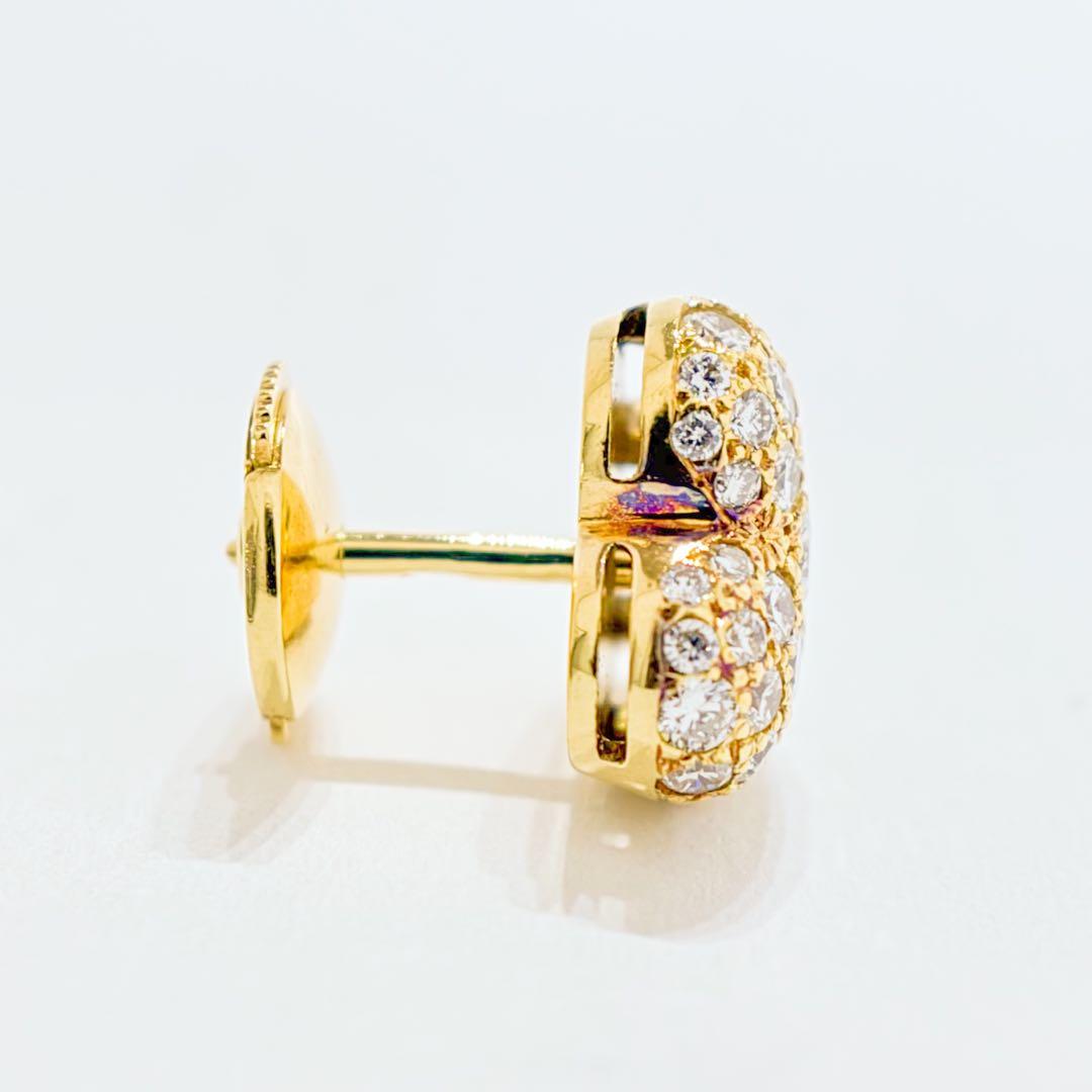 ⚪︎Cartier パヴェ ダイヤ ハート ピアス YG750 K18 2.2g