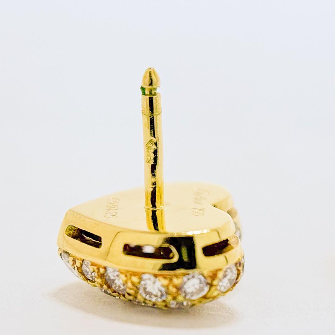 ⚪︎Cartier パヴェ ダイヤ ハート ピアス YG750 K18 2.2g