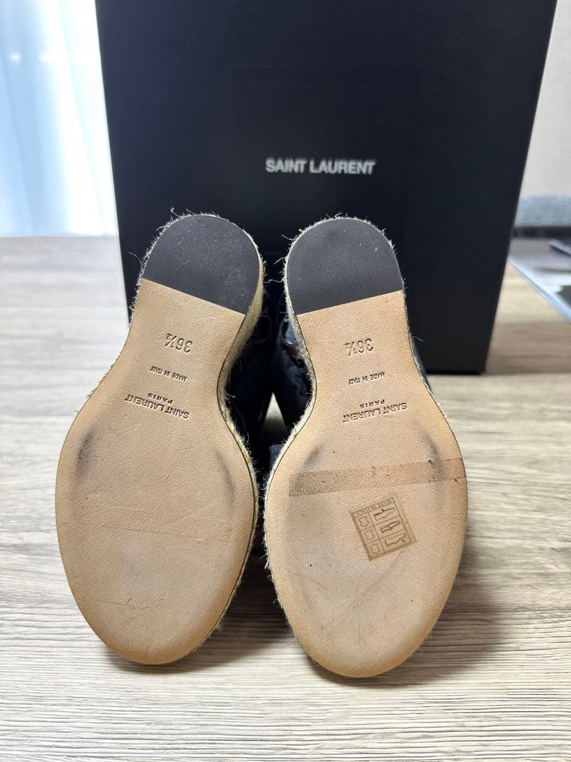 SAINT LAURENT ブラウンウェッジサンダル