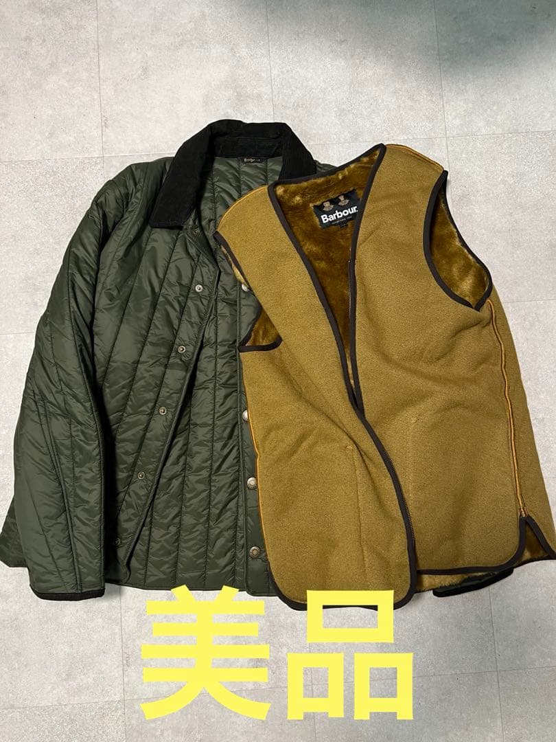 美品　Barbour ヘリングキルティングブルゾン　ファーライナー付