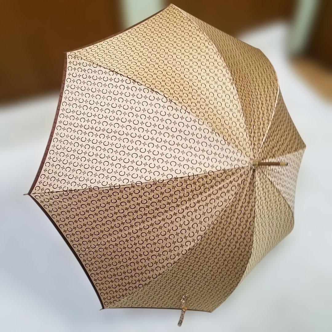 【極美品・希少】CELINE 傘 トリオンフ 総柄 ベージュ ゴールド金具