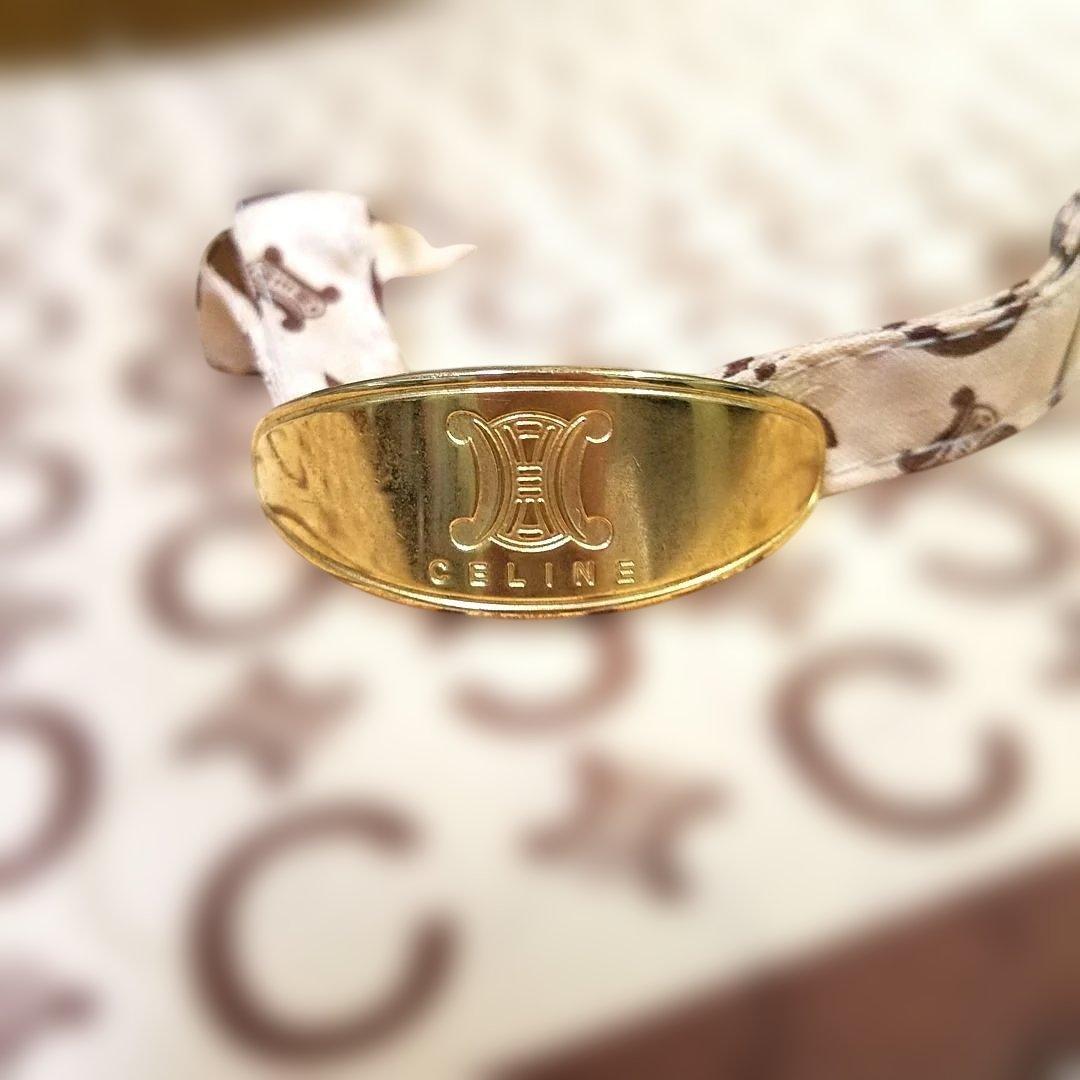 【極美品・希少】CELINE 傘 トリオンフ 総柄 ベージュ ゴールド金具