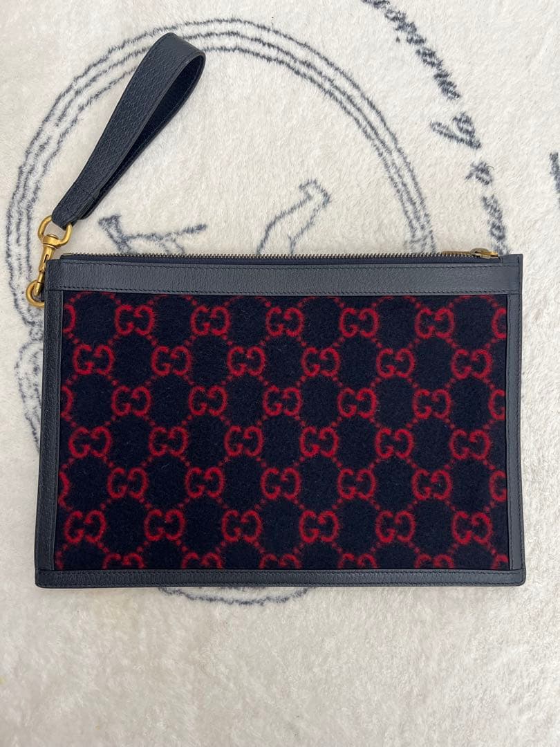 GUCCI クラッチバッグ ネイビー/レッド
