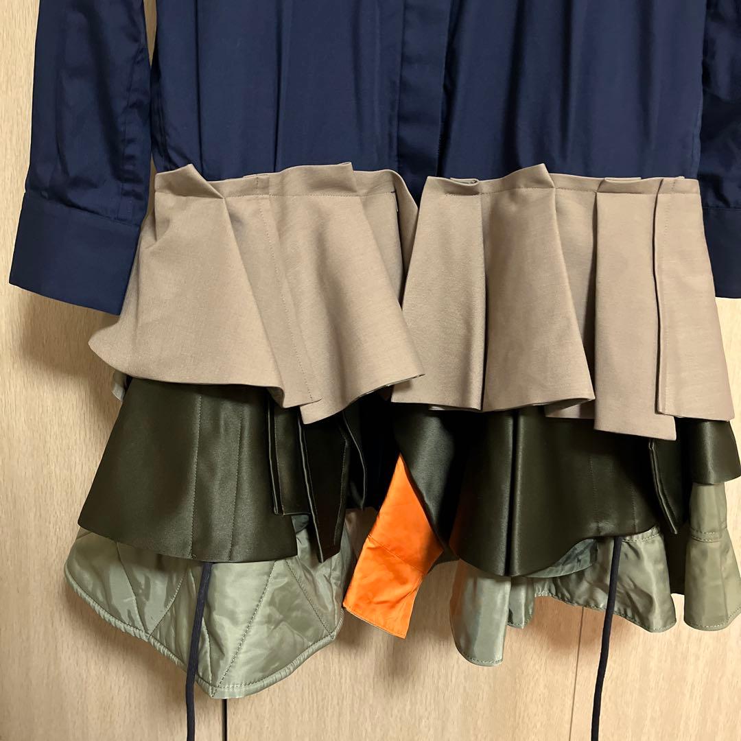 sacai 裾フリル　シャツワンピース