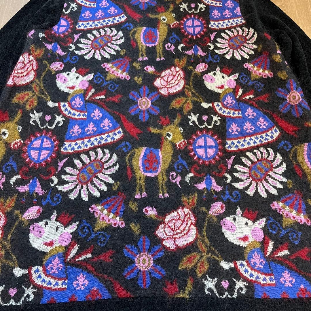 OLLEBOREBLA アルベロベロ　ニットロングチュニック　ぶたさんとロバ