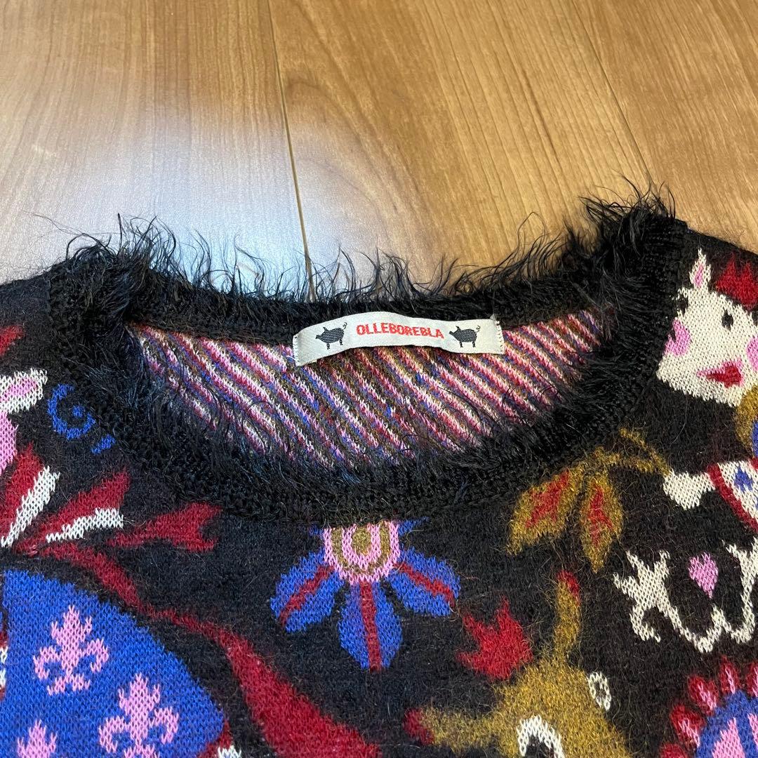 OLLEBOREBLA アルベロベロ　ニットロングチュニック　ぶたさんとロバ