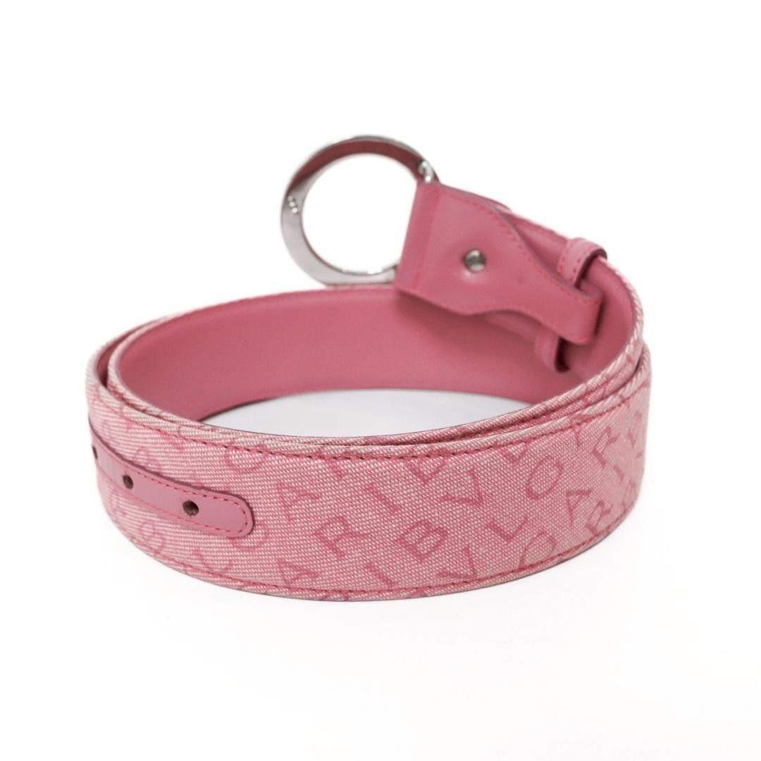 BVLGARI ロゴマニア ベルト ピンク 77cm±2.5 幅4cm 1083