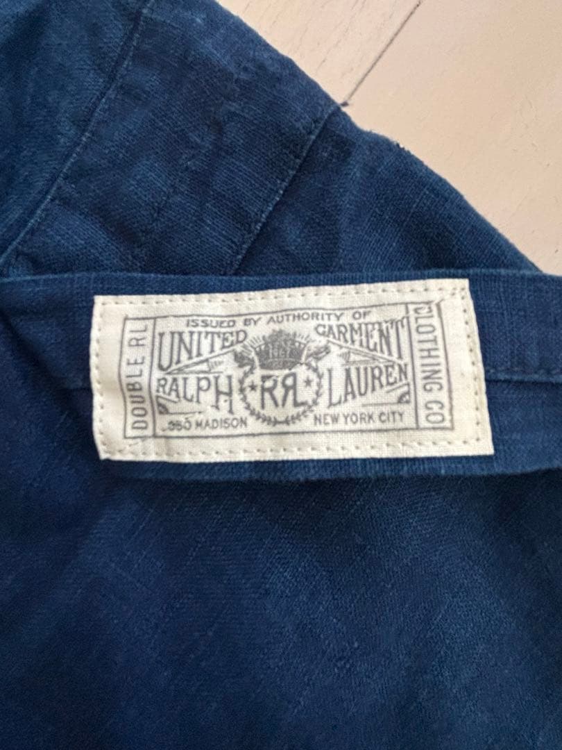 RRL/インディゴリネンストライプベスト/S/ラルフローレン