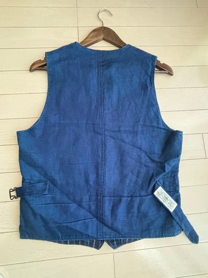 RRL/インディゴリネンストライプベスト/S/ラルフローレン