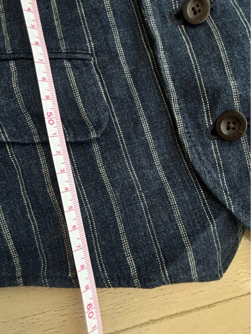 RRL/インディゴリネンストライプベスト/S/ラルフローレン