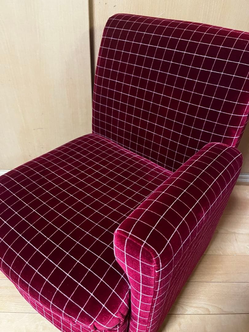 レトロなチェック柄ソファ（送料込み）おさるのジョージ