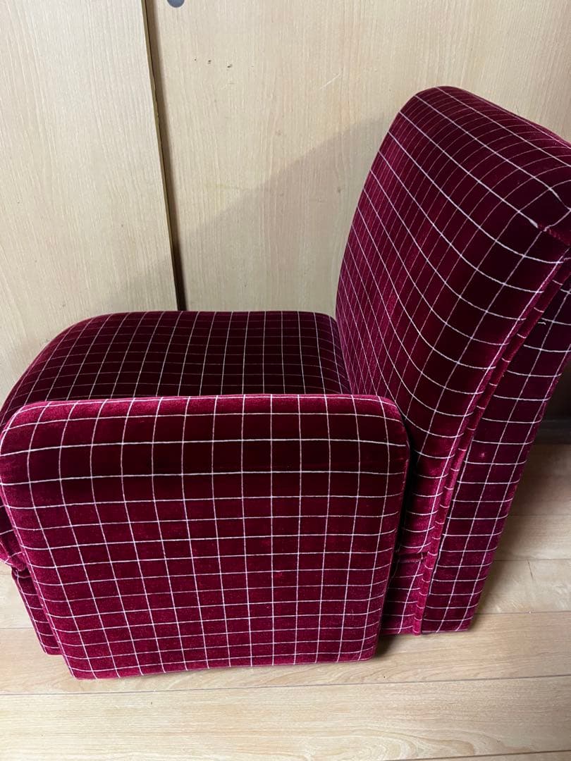 レトロなチェック柄ソファ（送料込み）おさるのジョージ