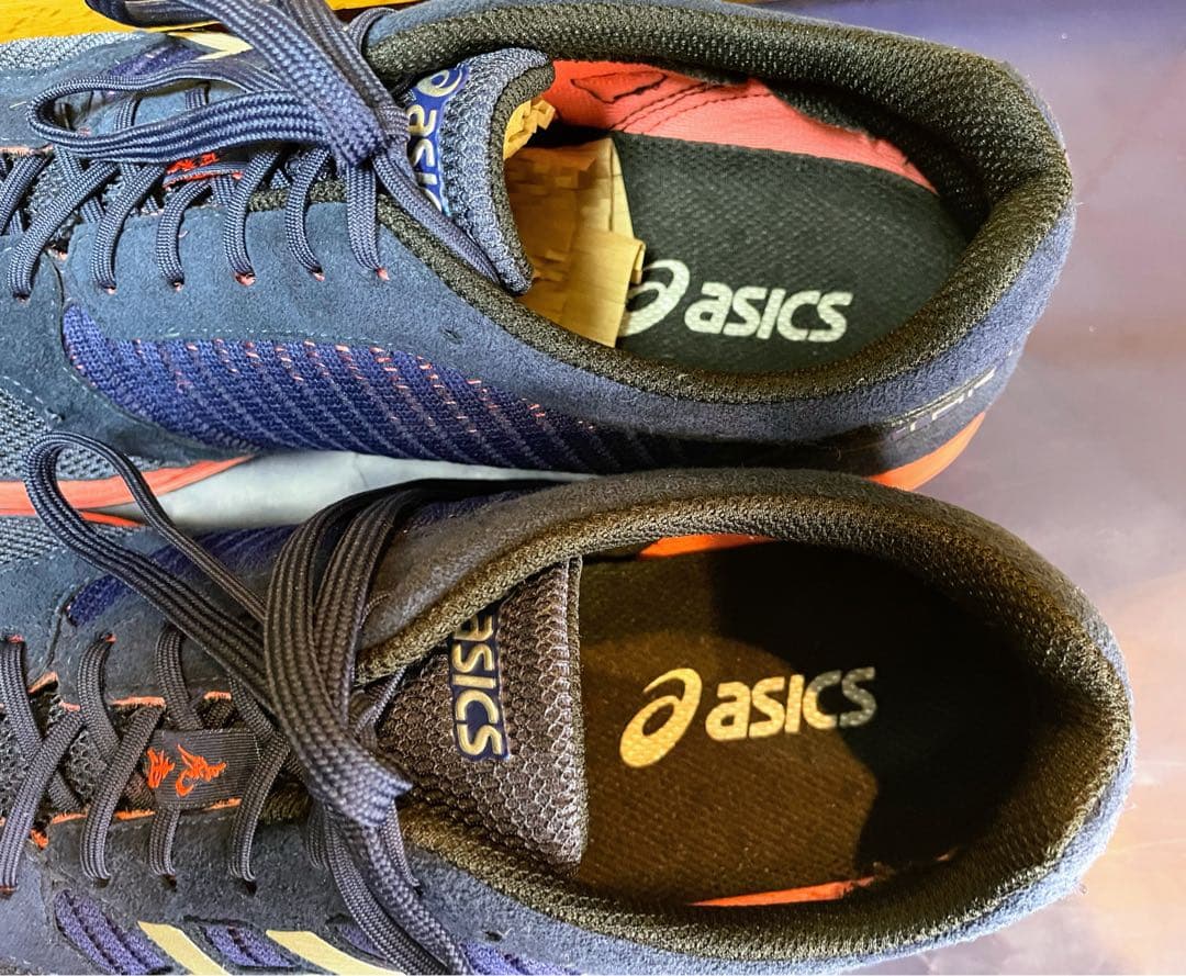 A美品アシックスターサージールランニングシューズ軽量ネイビー×シルバー28.5