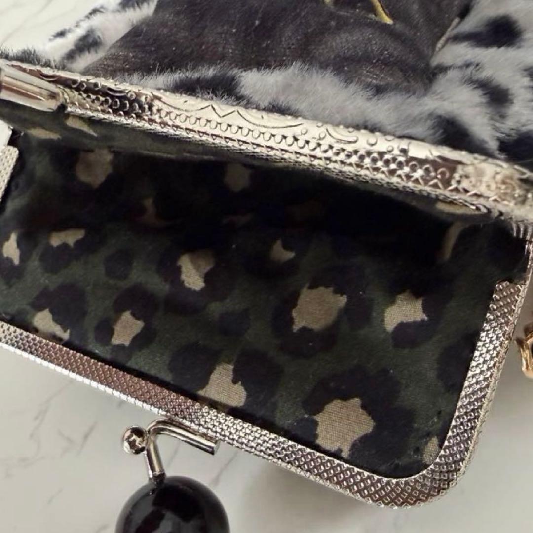 ゆ*ら様 コヤン♡レオパードファー♡黒猫ちゃんラウンドトートバッグ&がま口スマホ