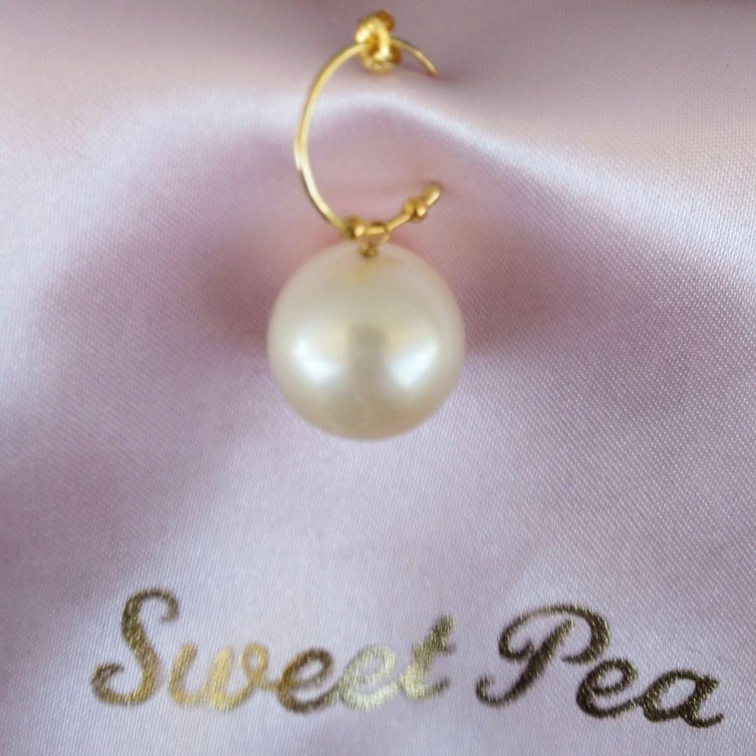 【※最終価格※】スイートピー1.5㎝フープ シャンパンベージュ系淡水パール18㎜