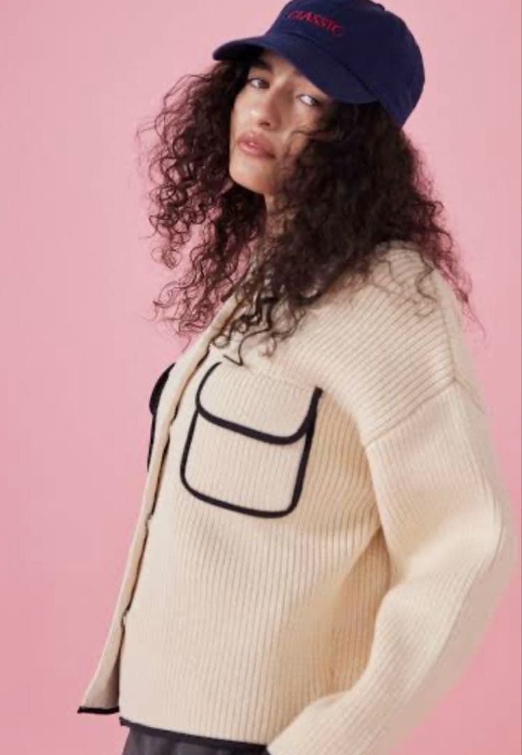 ラウンドカラーパイピングニットジャケットSeaRoom lynn