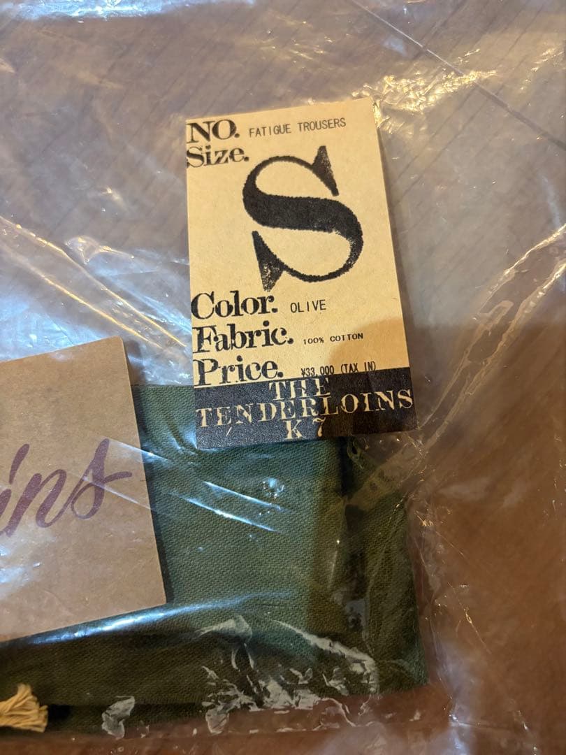TENDERLOIN ファティーグトラウザーズ S オリーブ