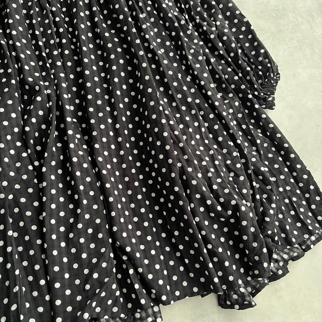 新品　BEARDSLEY ビアズリー　ドットギャザーチュニック　ブラック　F