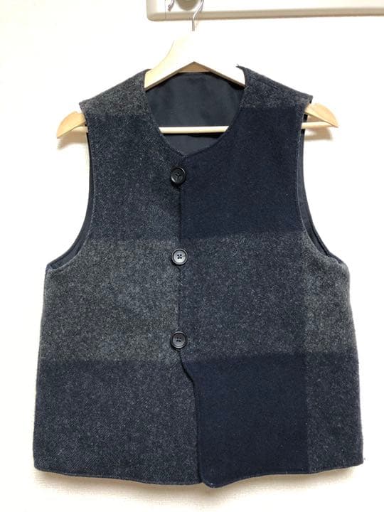 エンジニアードガーメンツ　リバーシブルオーバーベスト　ネイビー　S