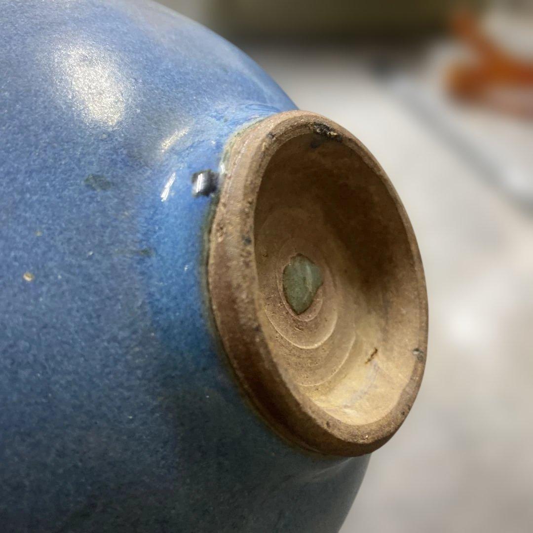 中国　藍釉　鉢　ボウル　窯変釉　美術　工芸品約高さ9cm 径17cm