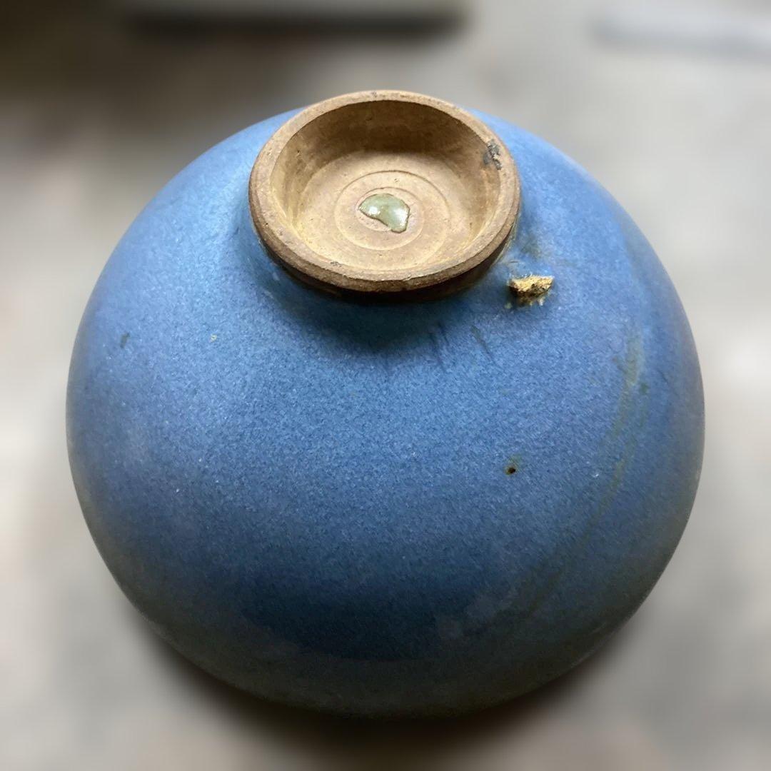 中国　藍釉　鉢　ボウル　窯変釉　美術　工芸品約高さ9cm 径17cm