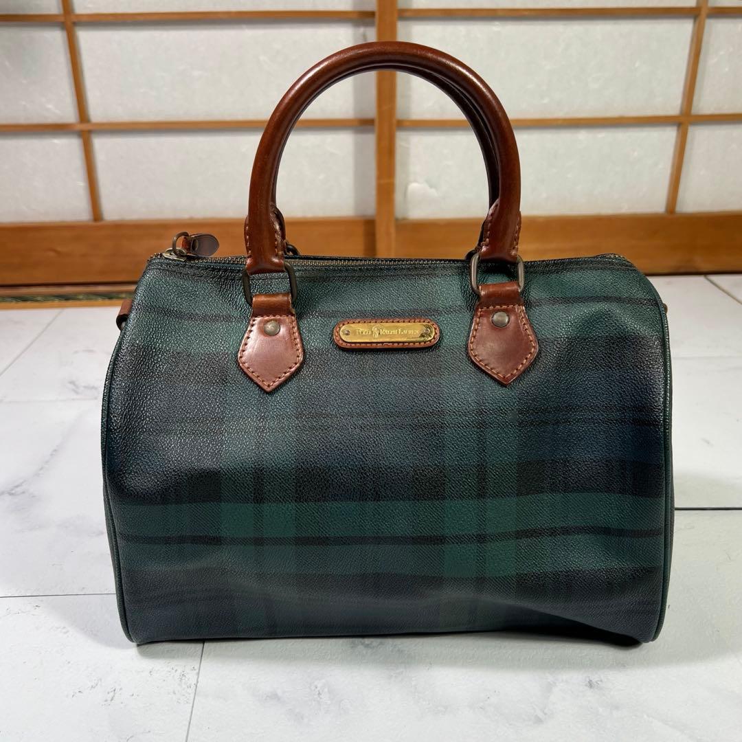 ポロ ラルフローレン ミニ ボストンバッグ ブラックウォッチ ハンドバッグ