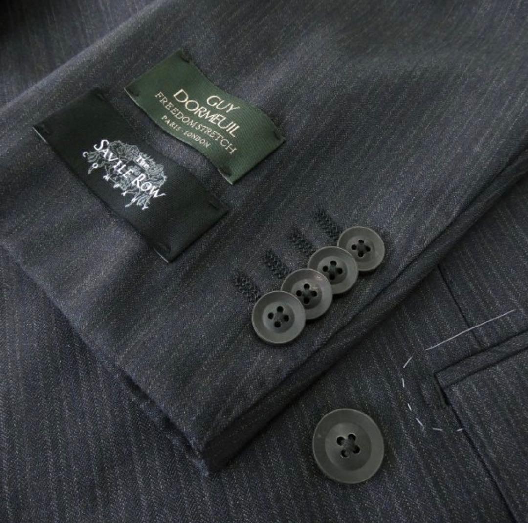 【新品】サヴィルロウ DORMEUIL ウール スーツ YA6 濃灰 紺