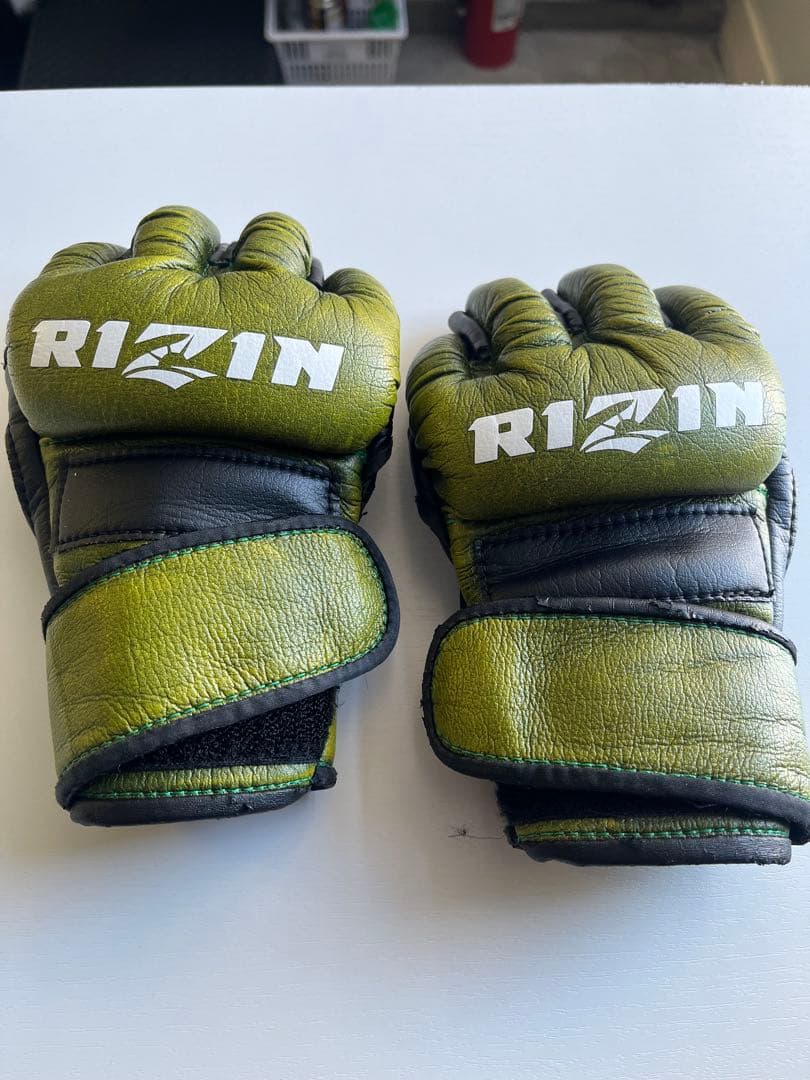 RIZIN オープンフィンガーグローブ オリーブグリーンSサイズ