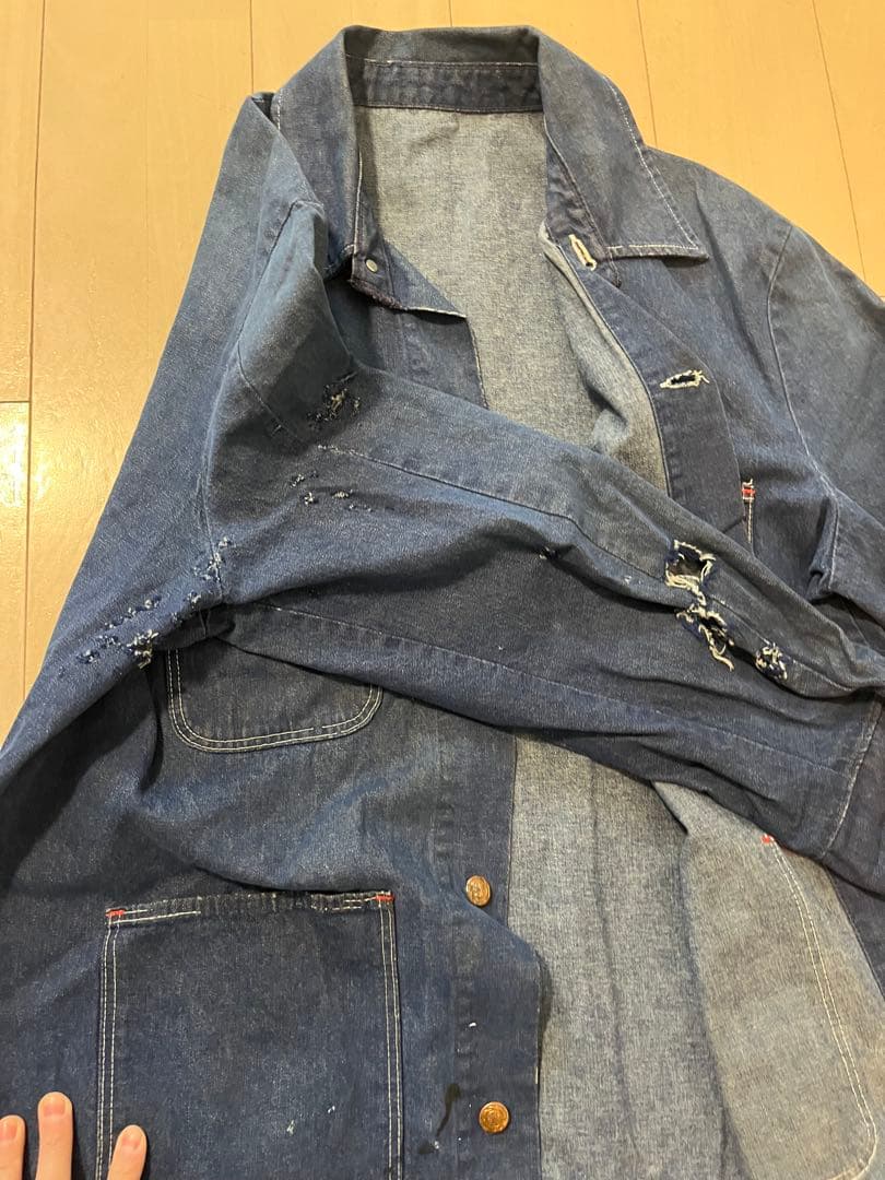 60s 70s デニム　カバーオール　ラングラー　濃紺