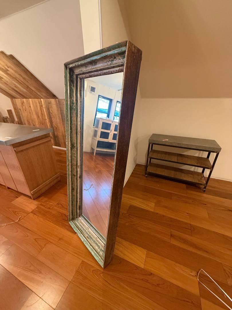 【展示品】ヴィンテージ大型姿見 グリーンブラウン