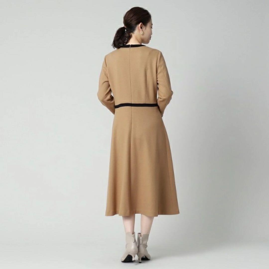 ま*れ様 チ*コ様 新品！アンタイトル ウールジャージ 配色ワンピース　キャメル