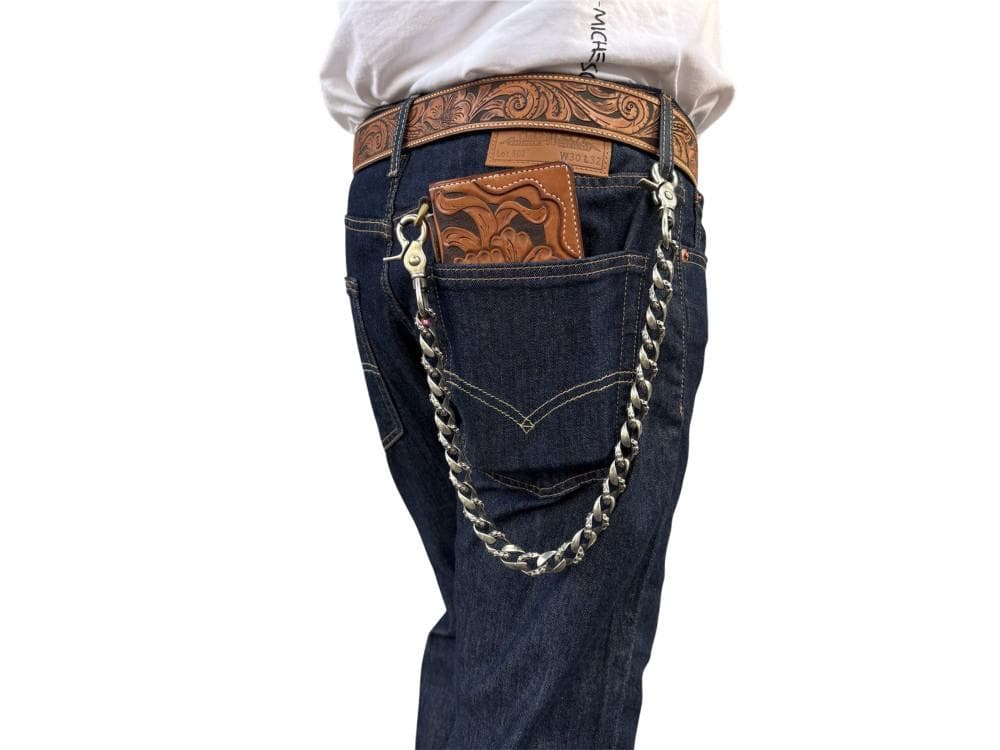 ジャーマンシルバー ウォレットチェーン 最高級 燻し加工 白銅 ファンシー