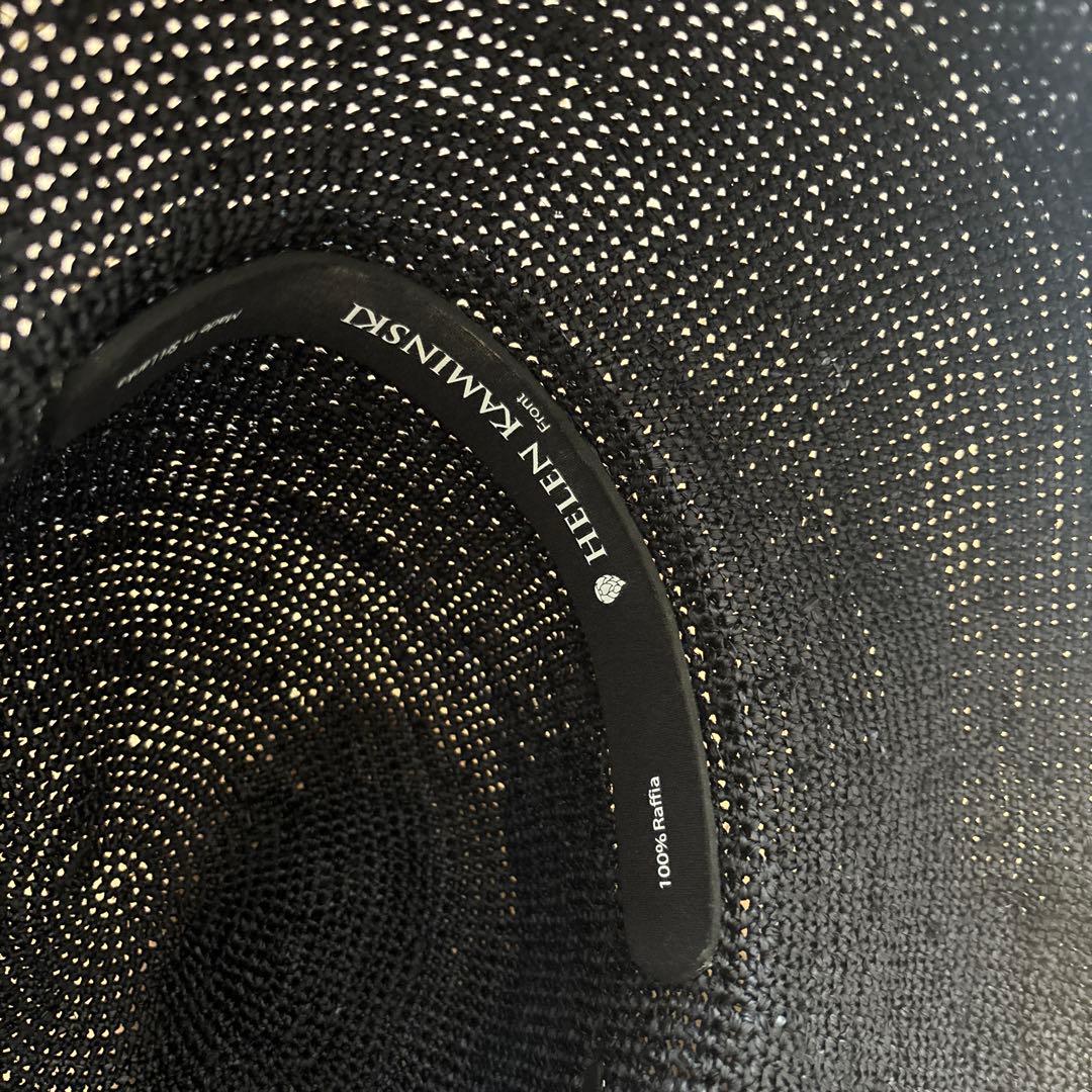 HELEN KAMINSKI ブラック 麦わら帽子 収納袋付き