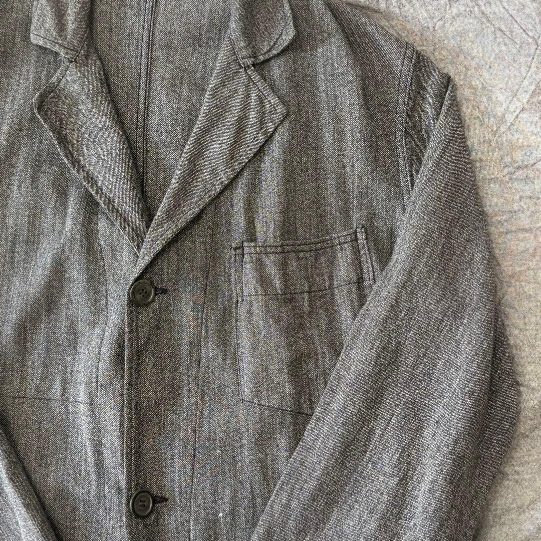 1950s ブラックシャンブレーアトリエコート フレンチヴィンテージ 刺繍タグ