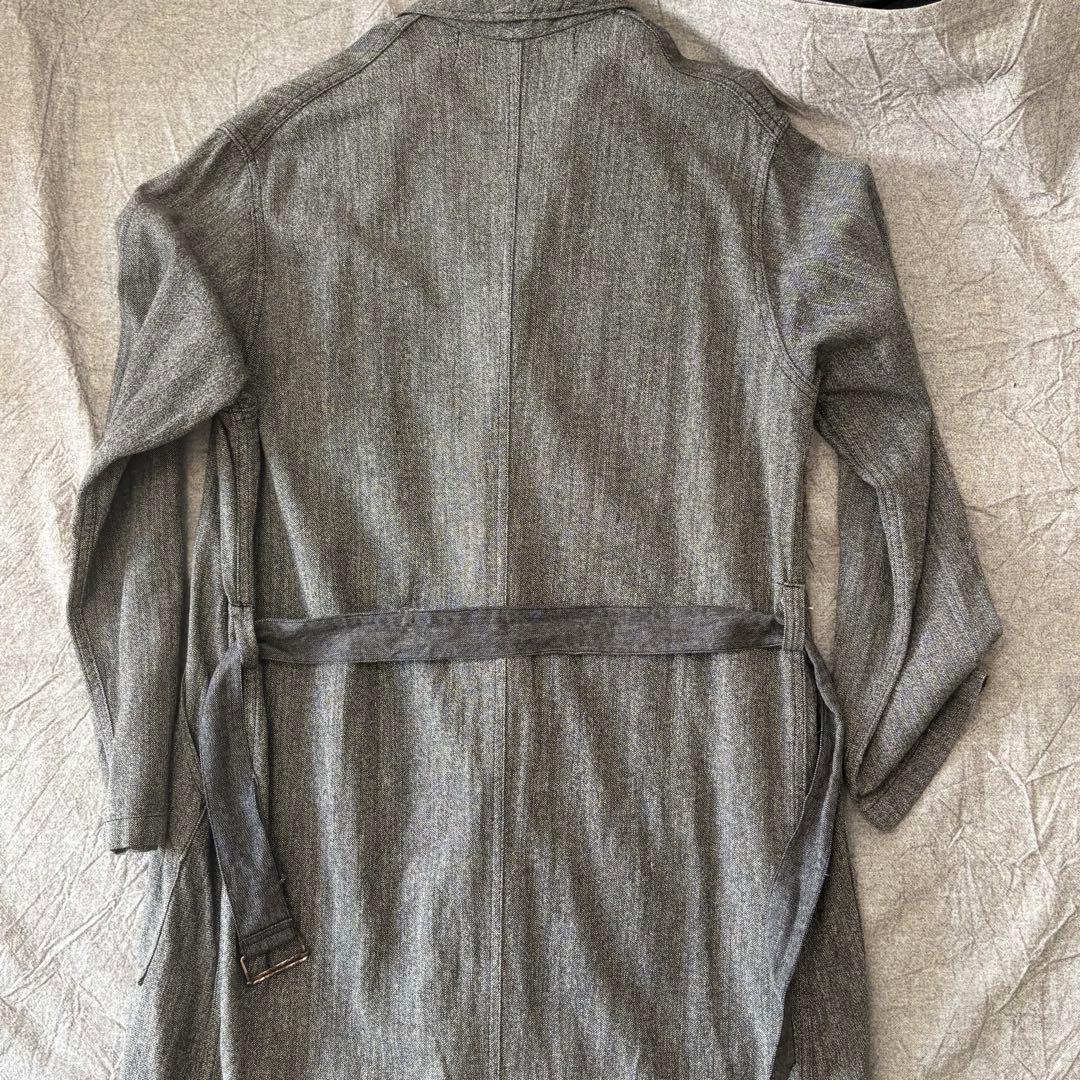 1950s ブラックシャンブレーアトリエコート フレンチヴィンテージ 刺繍タグ