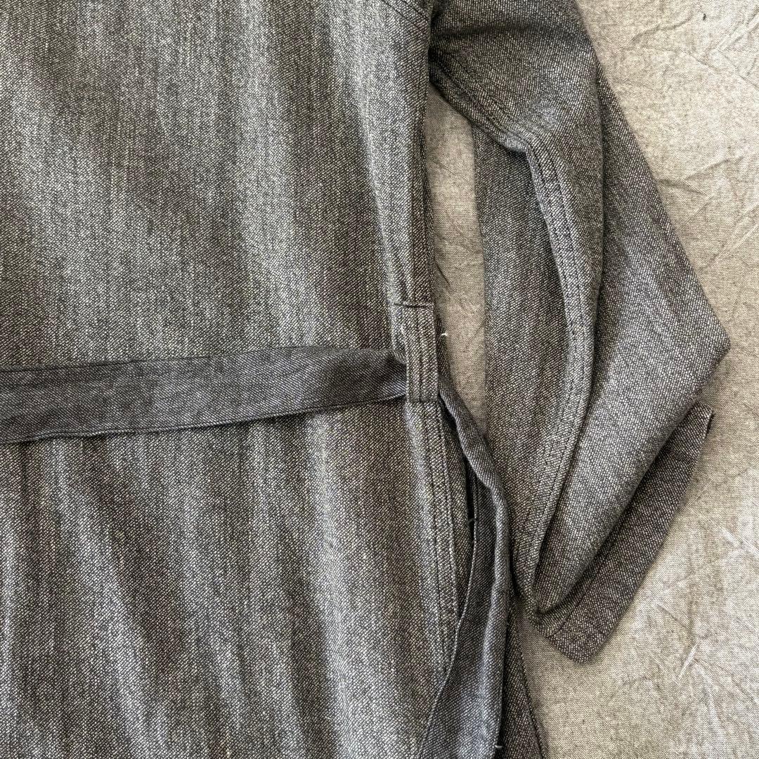 1950s ブラックシャンブレーアトリエコート フレンチヴィンテージ 刺繍タグ