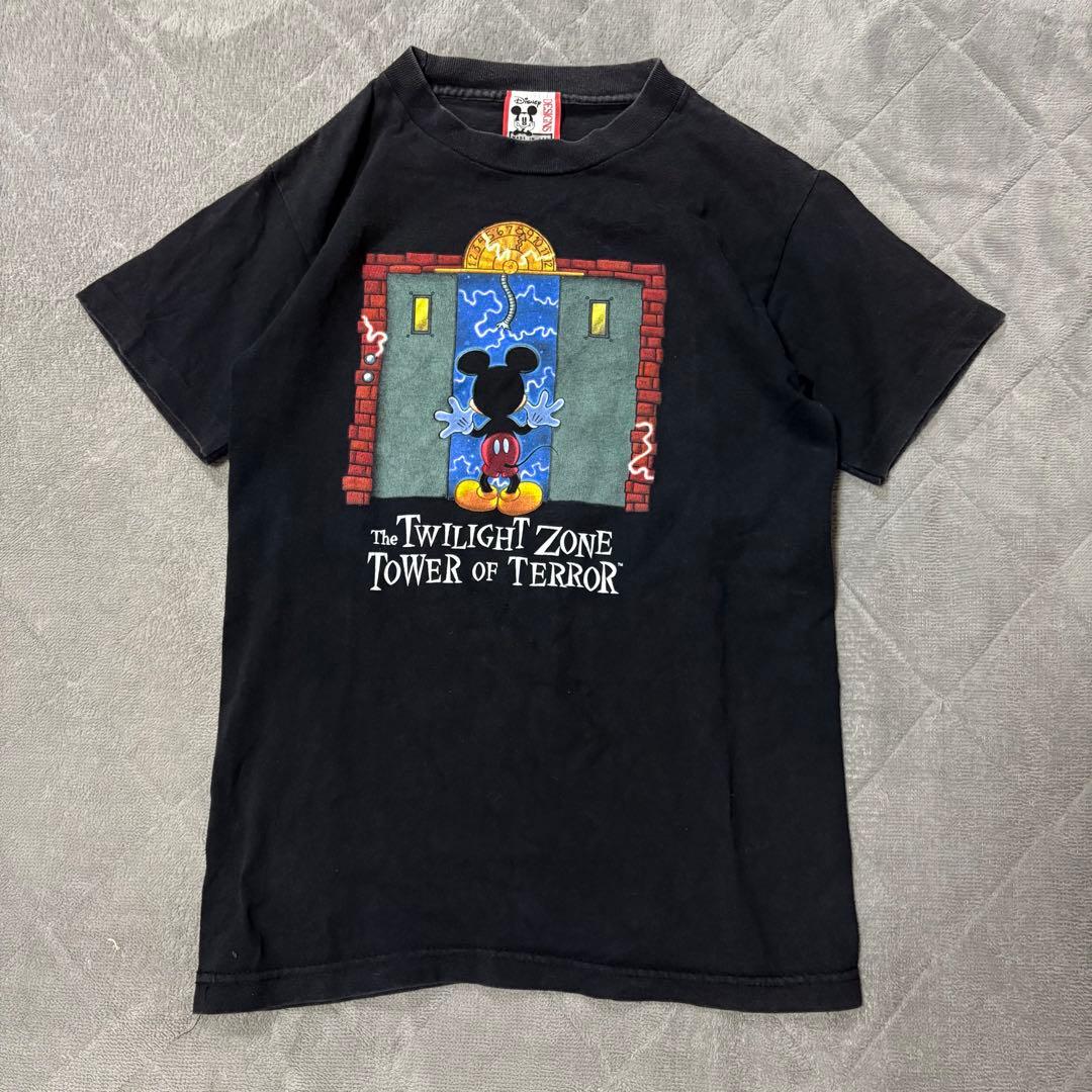 90s ヴィンテージ　ミッキー　ディズニー　タワー・オブ・テラー　Tシャツ　黒