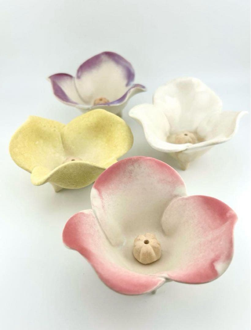 バラの香立て　4点セット　陶器