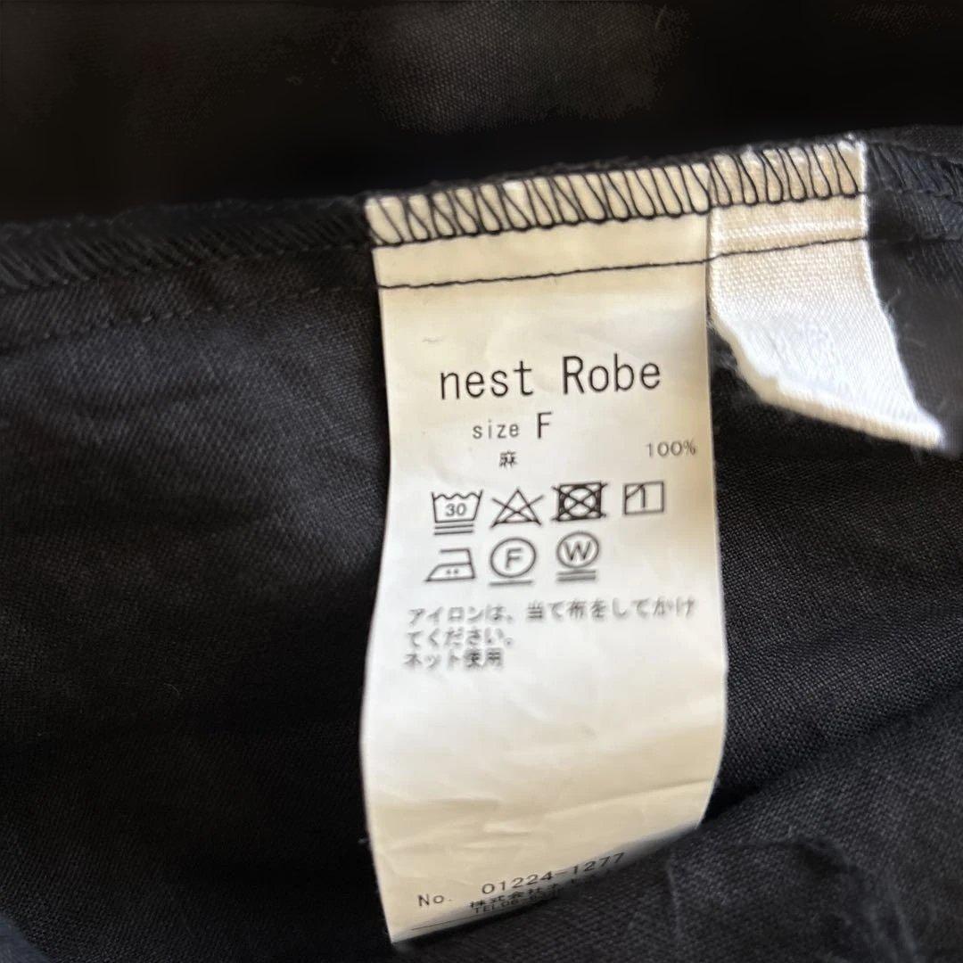 未使用に近い　ネストローブ　定番キャミワンピース　リネン　ブラック　通年活躍