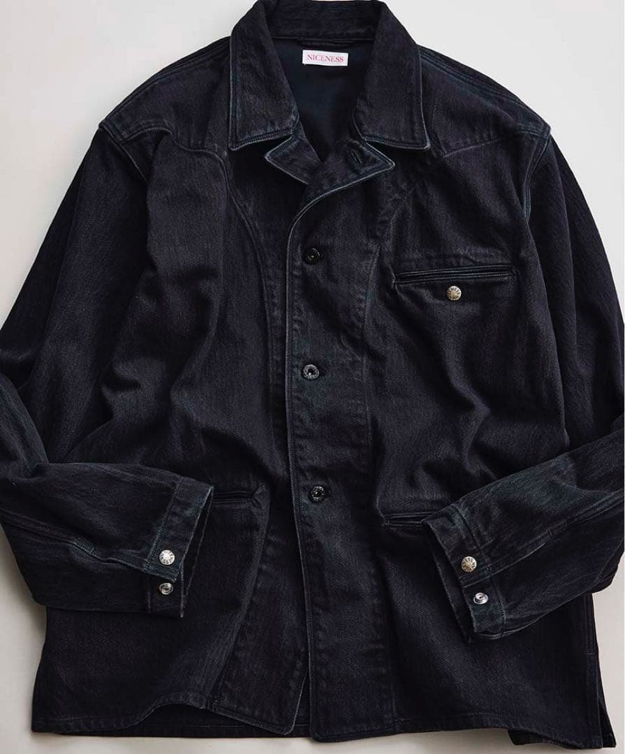 ナイスネス　B.rollo ブラックサテンワークジャケット