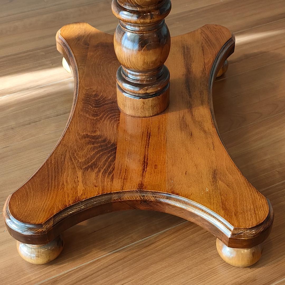 アンティーク　サイドテーブル　コーヒーテーブル　丸脚　スクエア