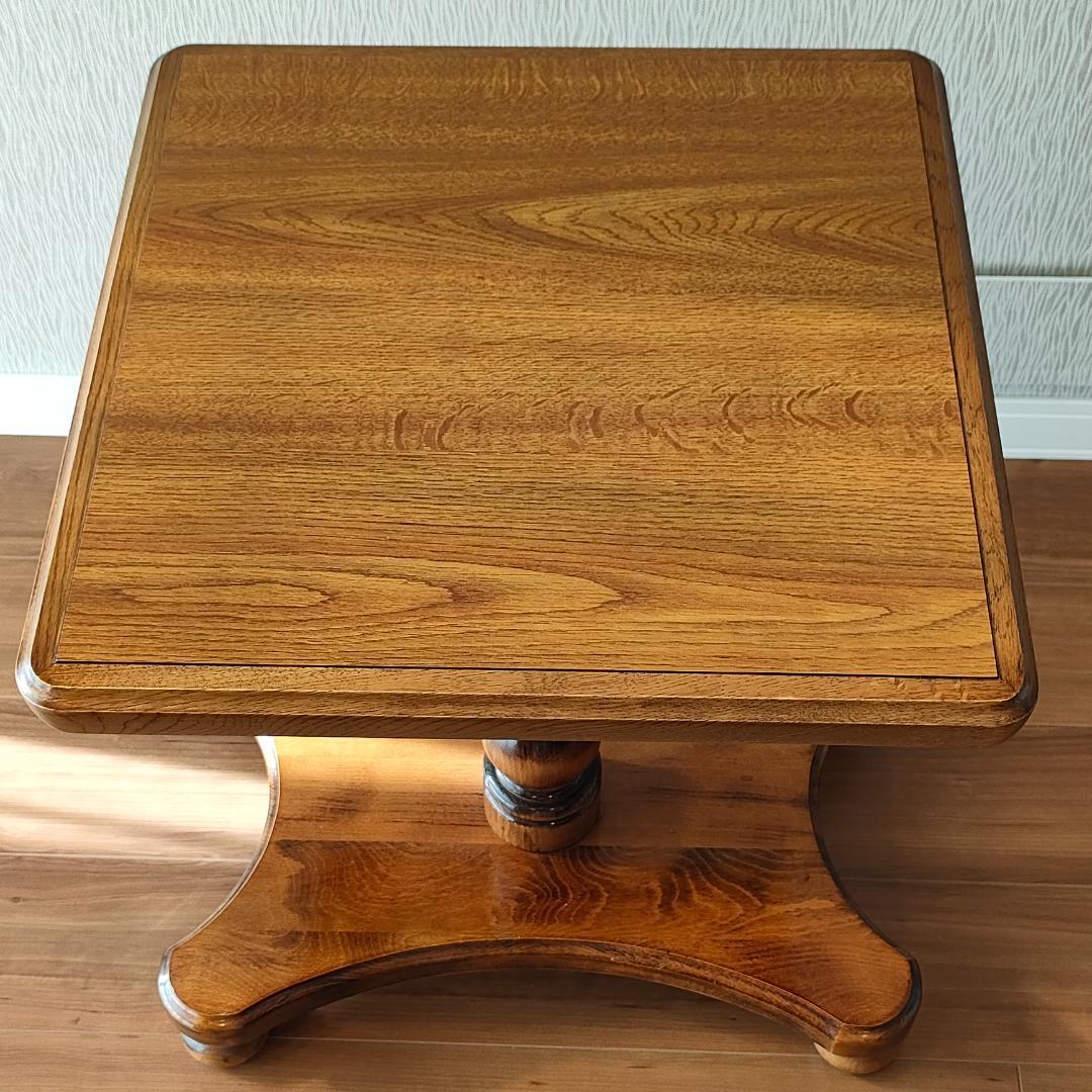 アンティーク　サイドテーブル　コーヒーテーブル　丸脚　スクエア