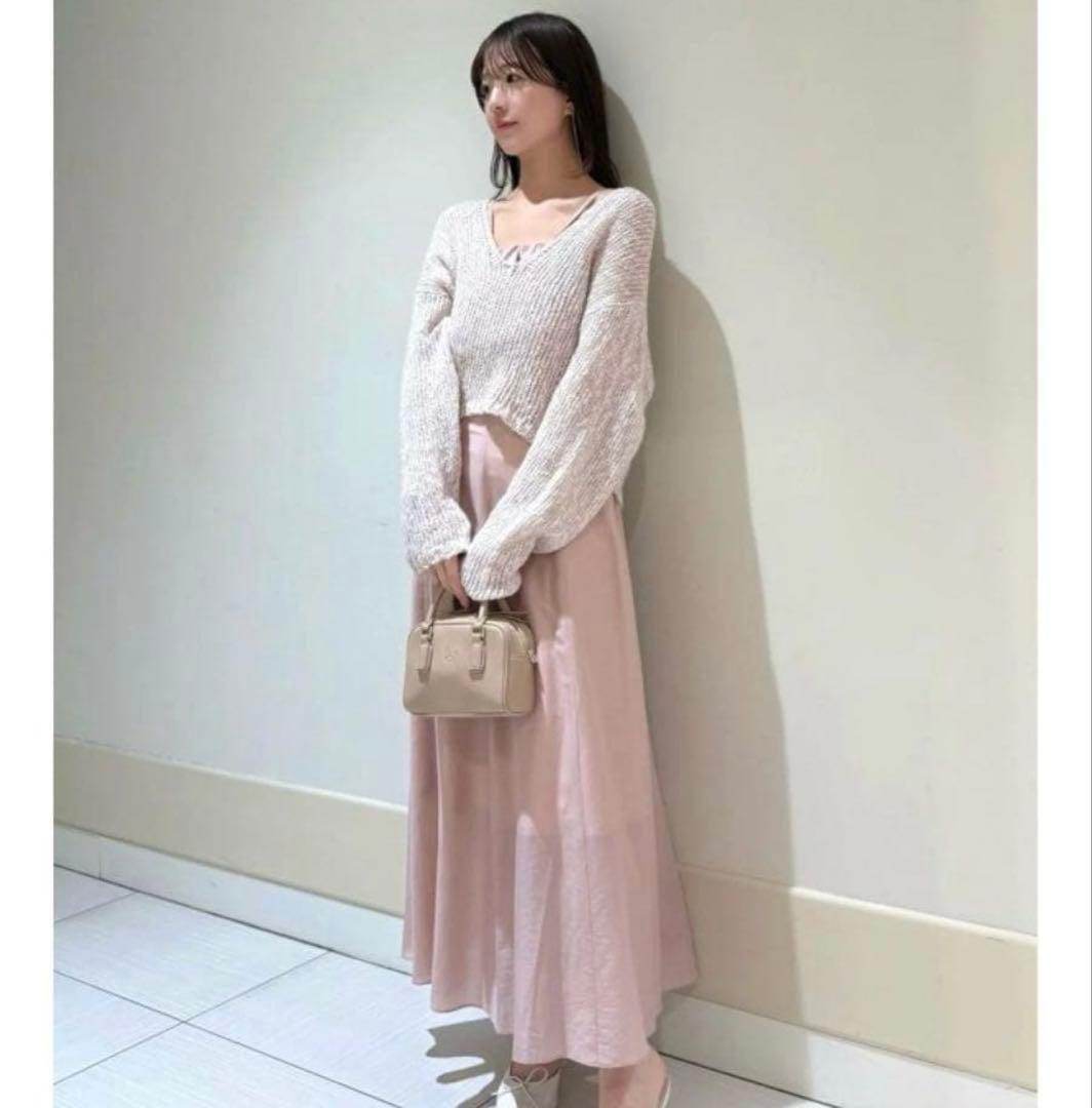 スナイデル スラブニットセットシアーワンピース ピンク 1