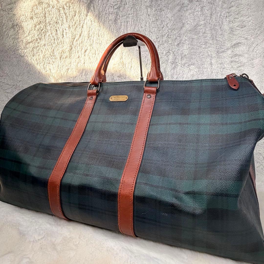 良品✨POLO RALPH LAUREN ボストンバッグ 大容量 チェック 緑