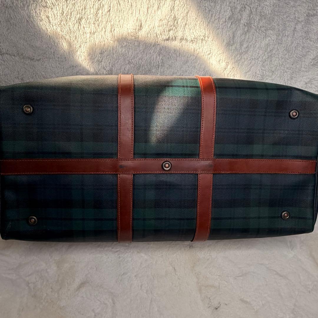 良品✨POLO RALPH LAUREN ボストンバッグ 大容量 チェック 緑